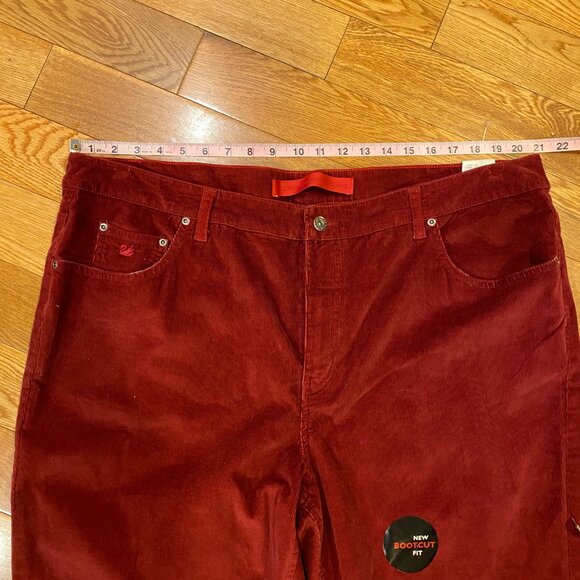 Gloria Vanderbilt Womens Red Corduroy Pants Stretch Bootcut Jean 22 NWT - Picture 3 of 8